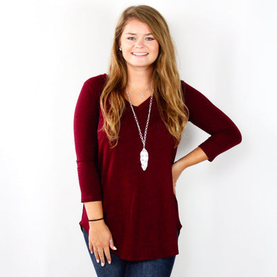 Basic Vneck Round Hem Top