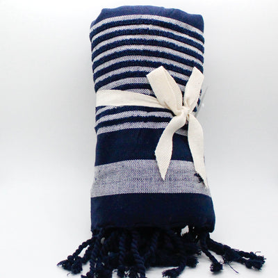 Navy Bahama Stripe Beach Towel