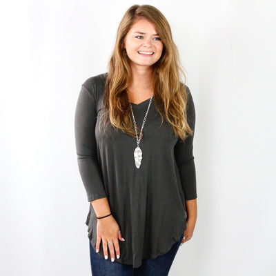 Basic Vneck Round Hem Top
