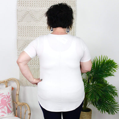 Basic Vneck Round Hem Short Sleeve Top