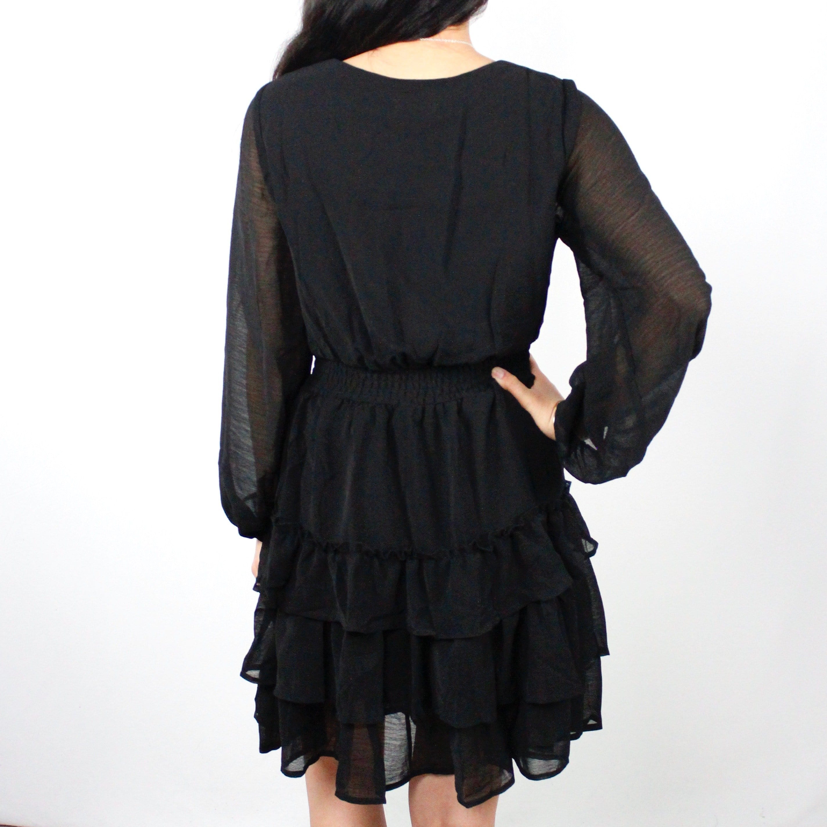 Ruffle Hem Long Sleeve Dress