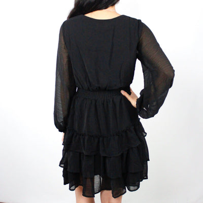 Ruffle Hem Long Sleeve Dress