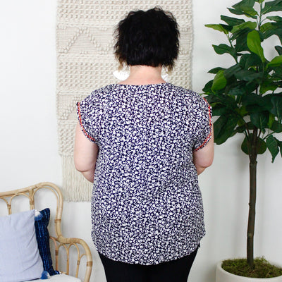 Floral Embroidered Flutter Top
