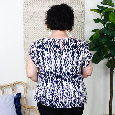 Geo Embroidered Flutter Top