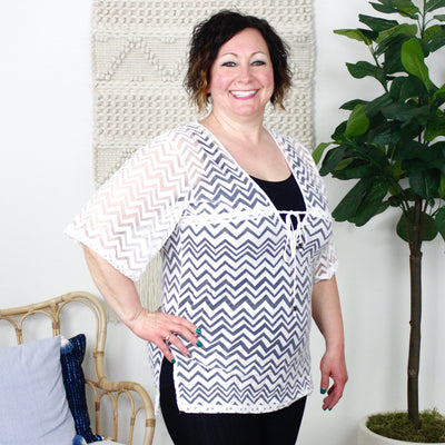 White Chevron Stripe Cover-Up