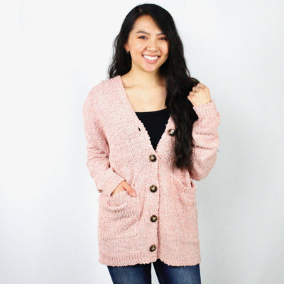 Popcorn Knit Button Cardigan