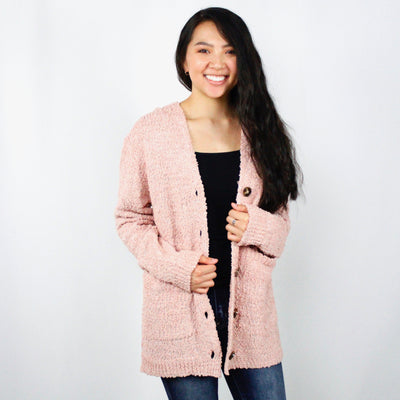 Popcorn Knit Button Cardigan