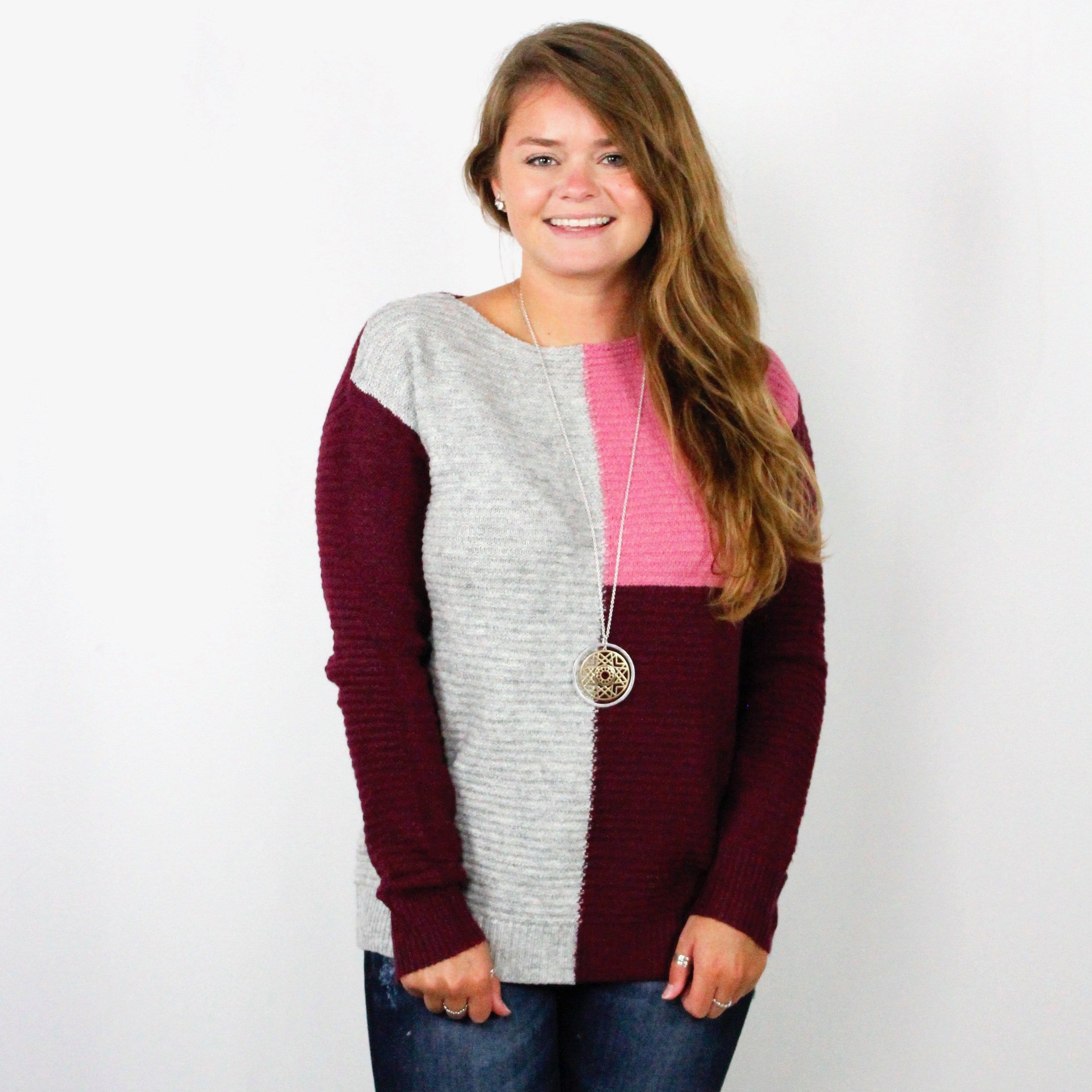 Ribbed Colorblock Pullover Sweater