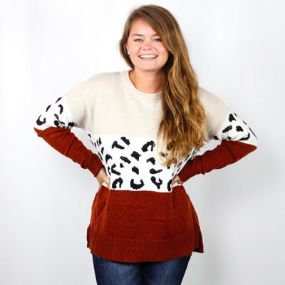 Leopard Colorblock Sweater