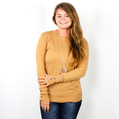 Crew Neck Button Detail Pullover