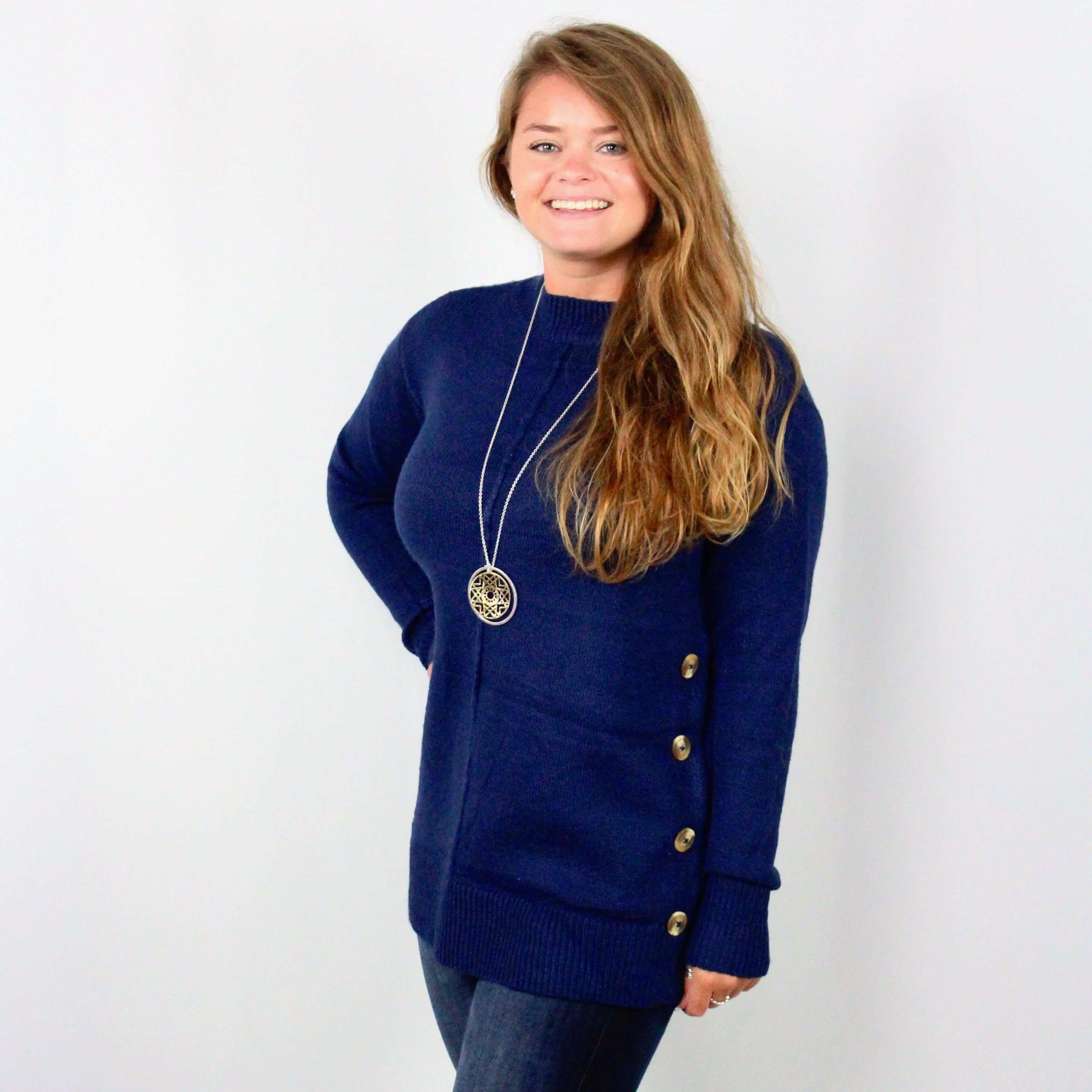 Side Button Pullover Sweater