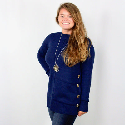 Side Button Pullover Sweater