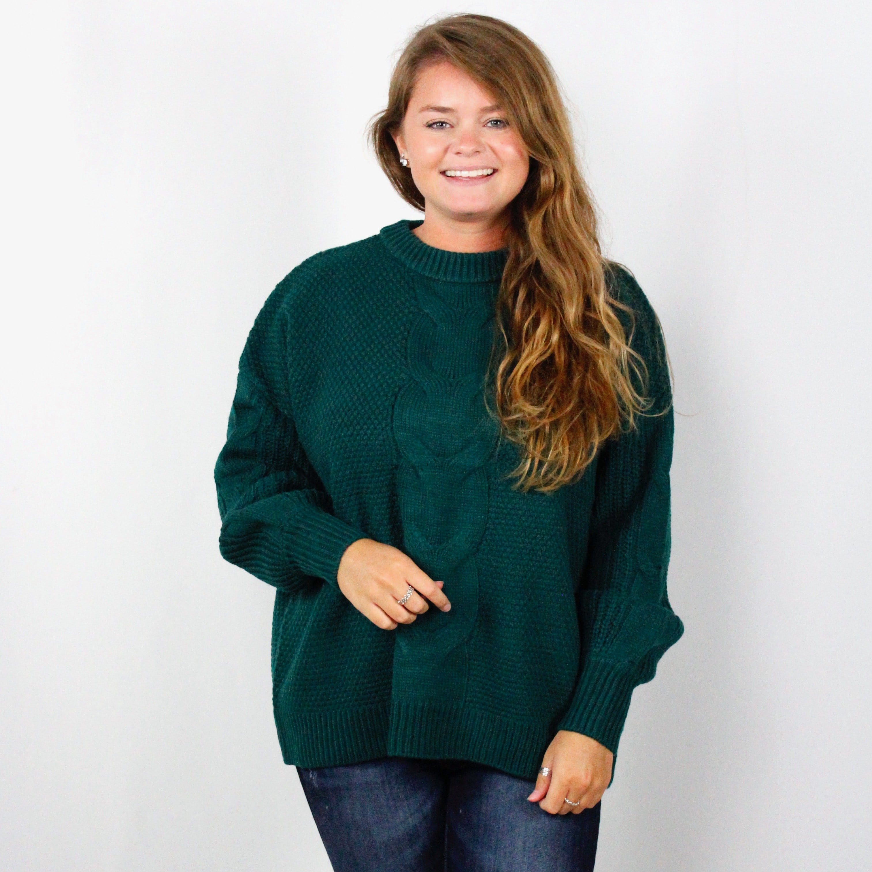 Cable Knit Balloon Sleeve Sweater