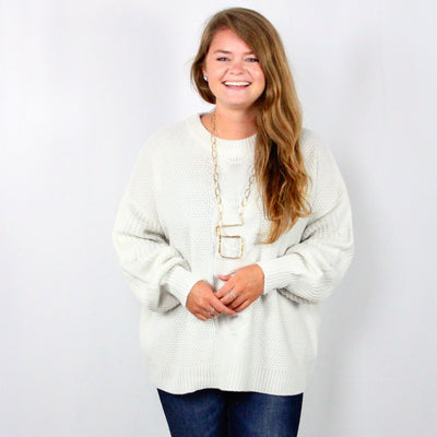 Cable Knit Balloon Sleeve Sweater