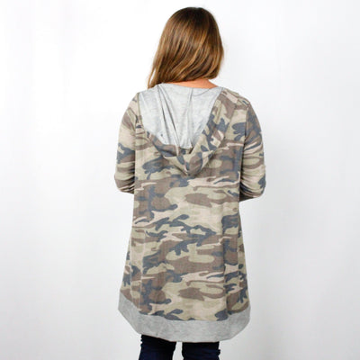 Camo Hooded Cardigan