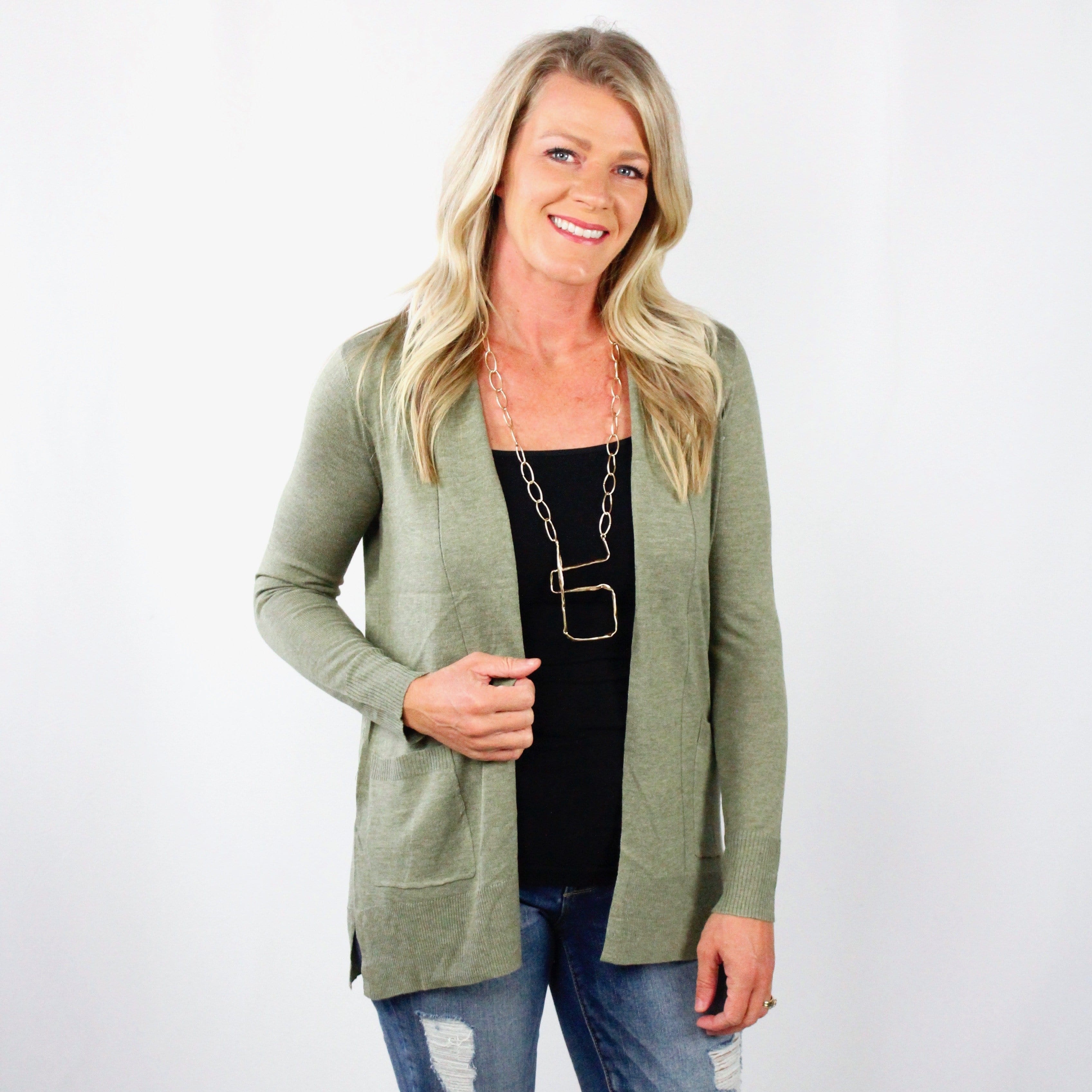 Lightweight Grey Pocket Cardigan
