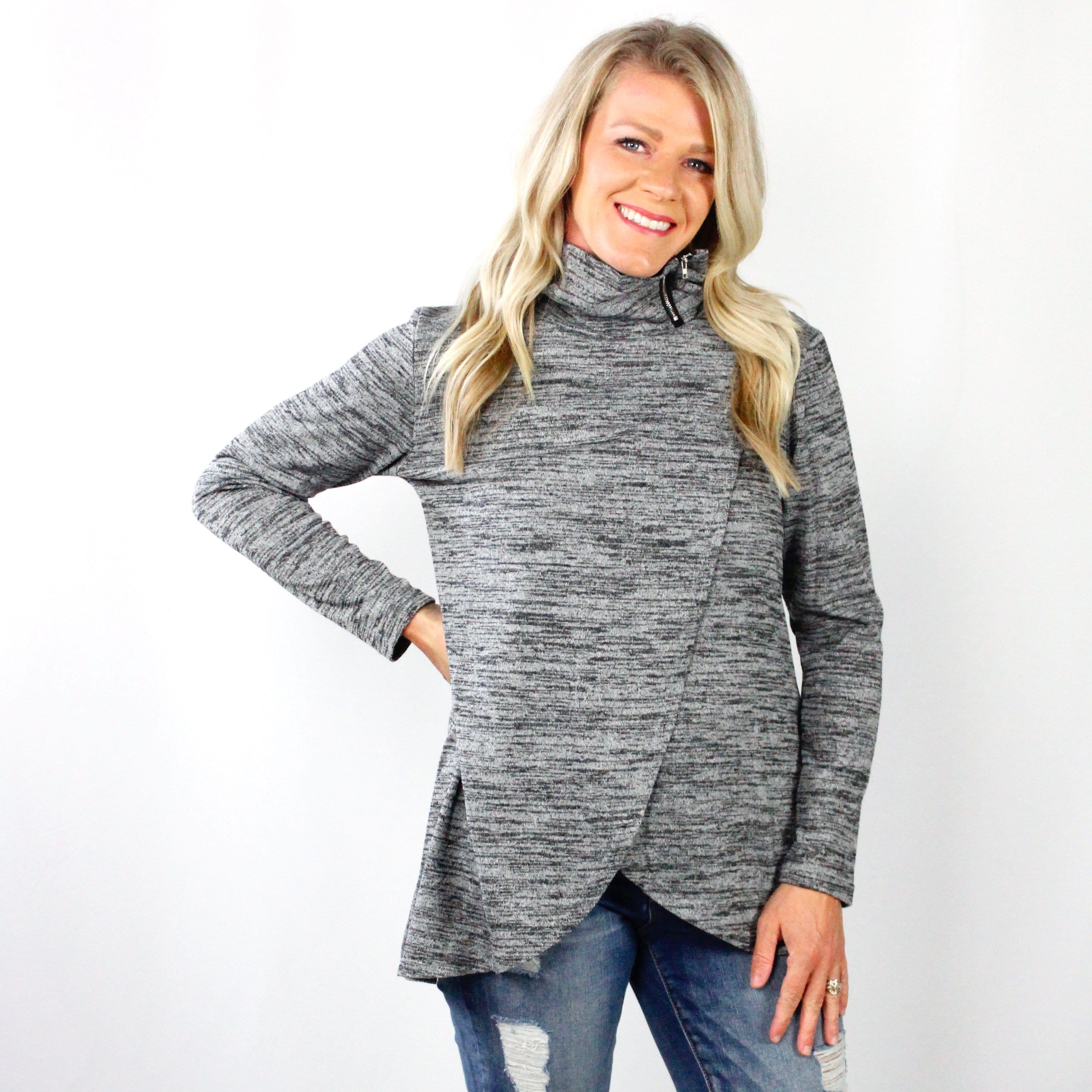 Cowl Zip Neck Tunic
