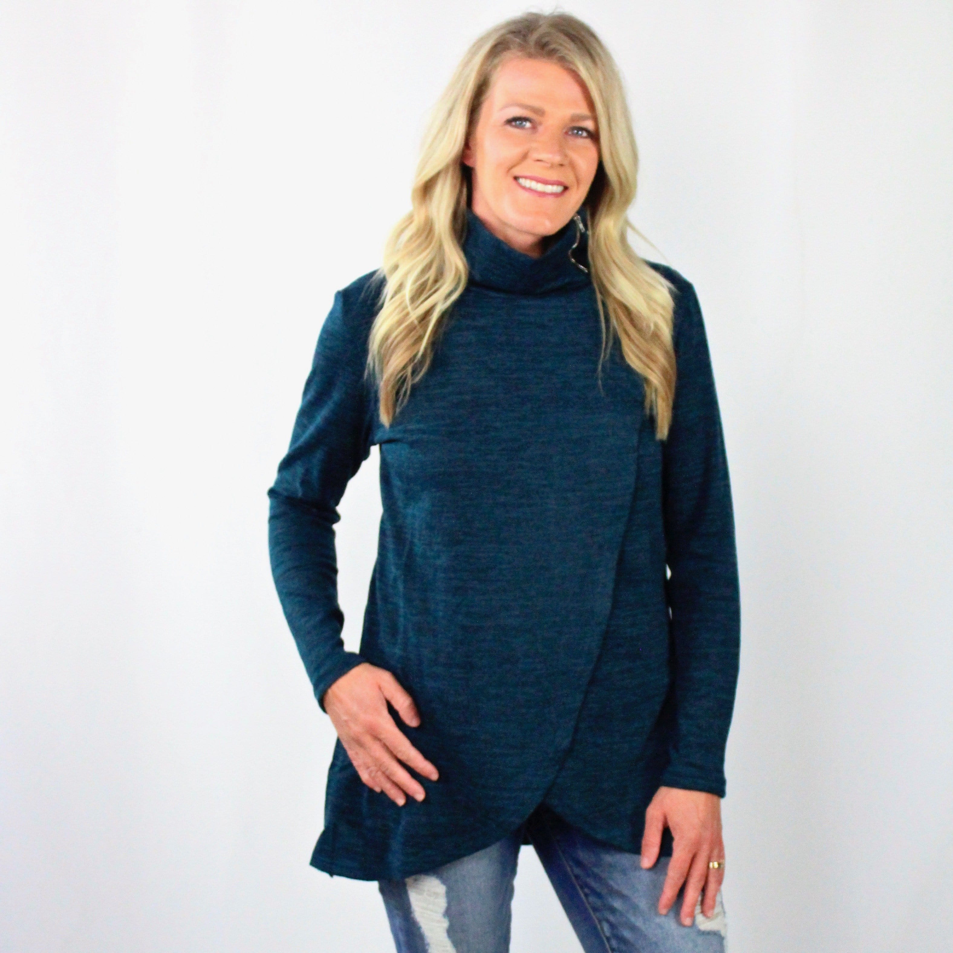Cowl Zip Neck Tunic