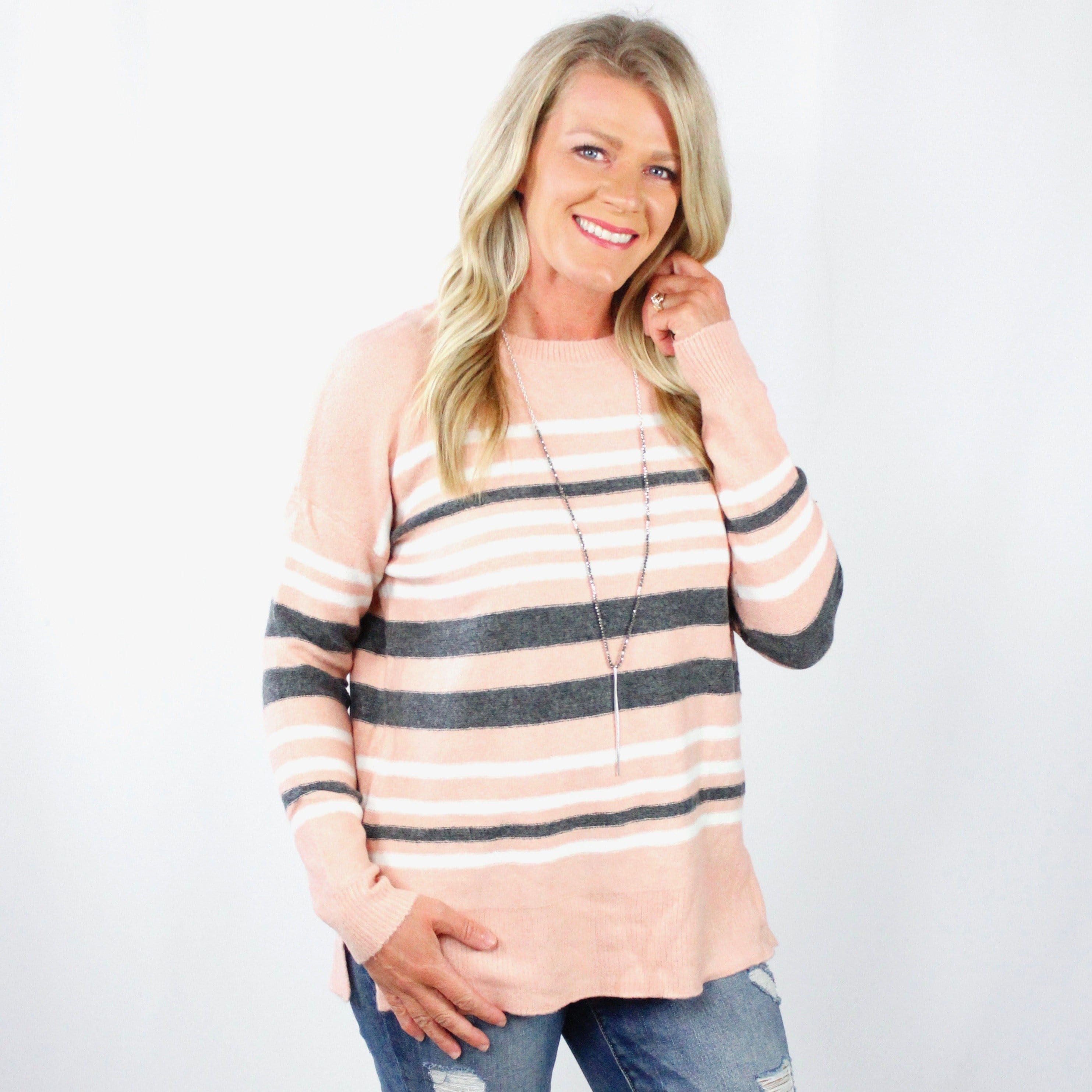 Blush Striped Sweater