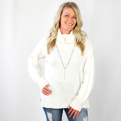 Cowl Neck Balloon Sleeve Sweater