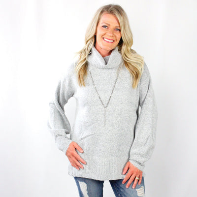 Cowl Neck Balloon Sleeve Sweater