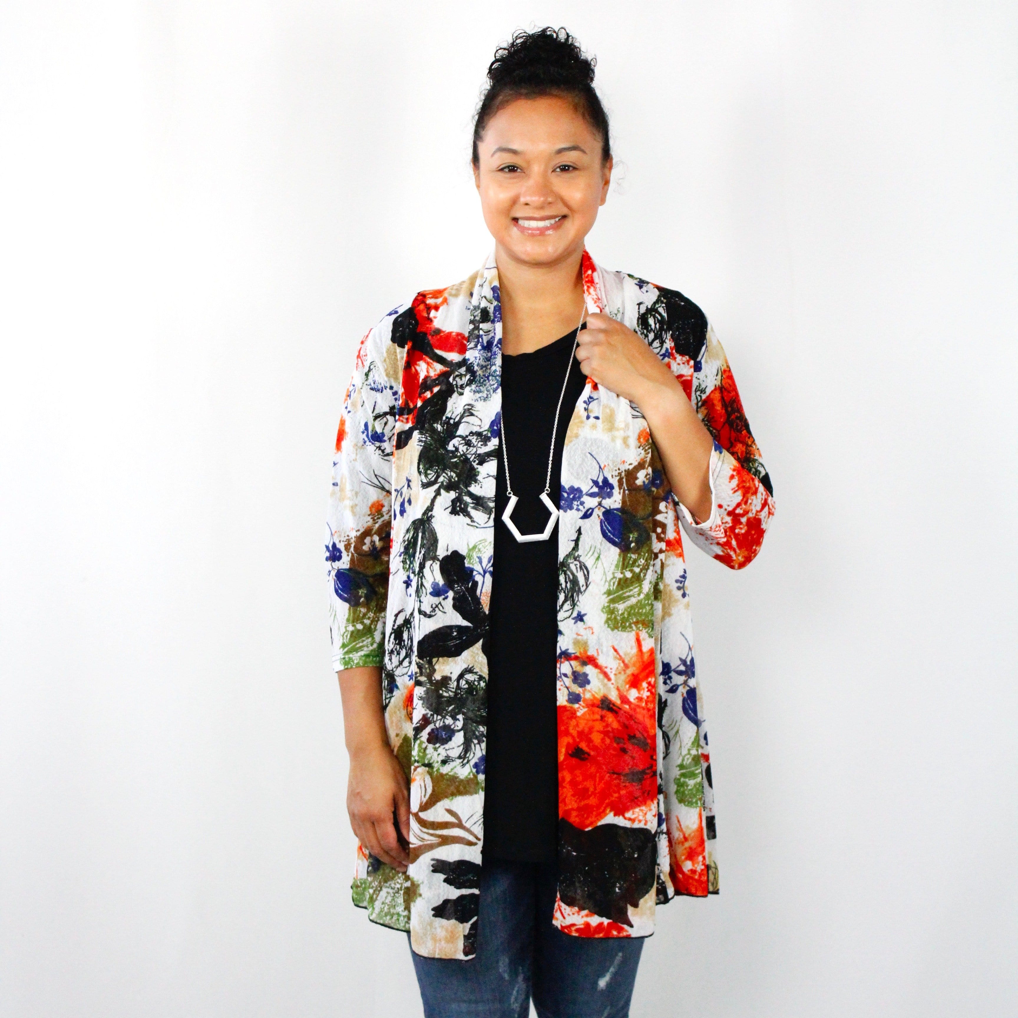 Fall Floral Mesh Cardigan