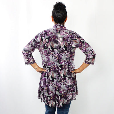 Plum Printed Mesh Cardigan