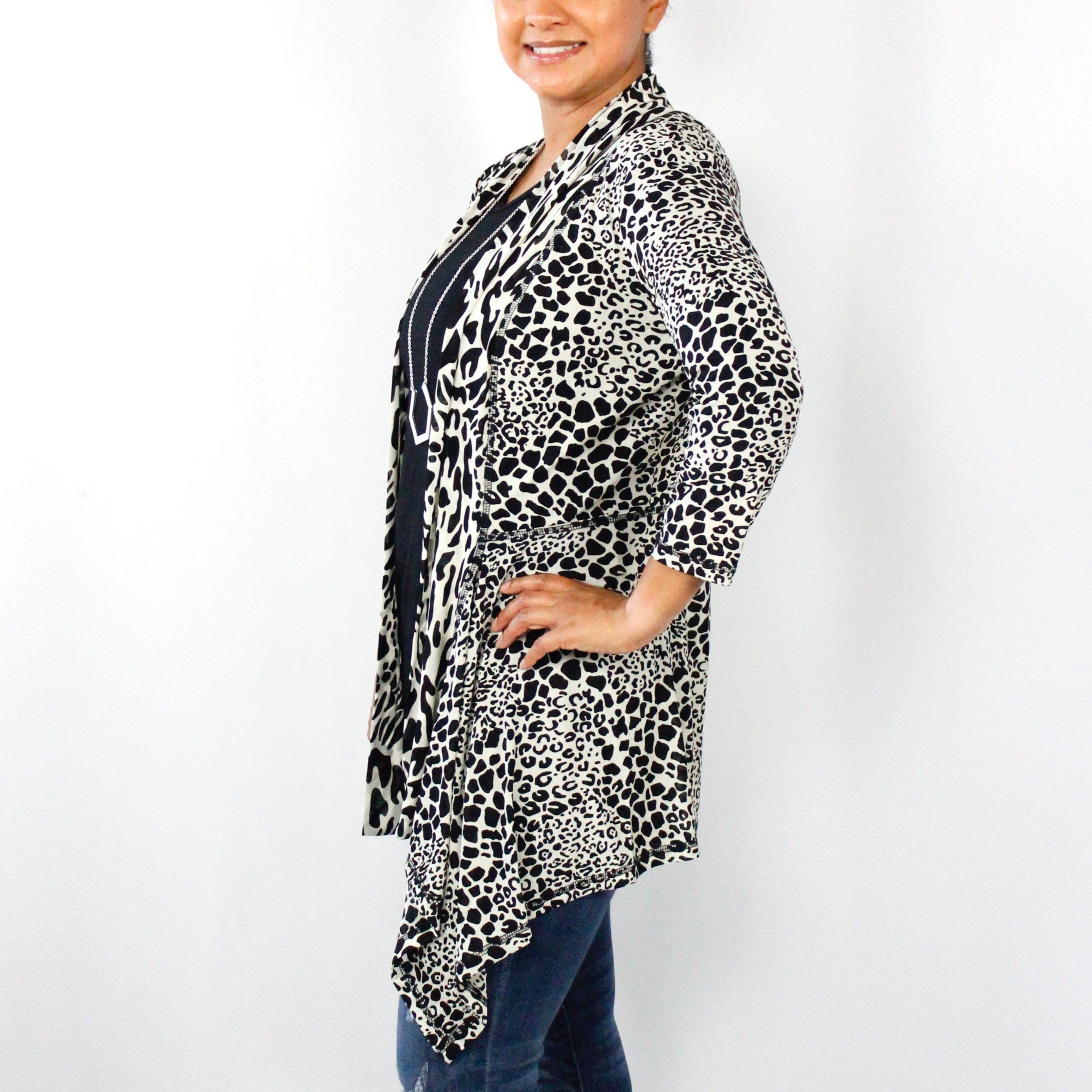 Abstract Leopard Print Cardigan