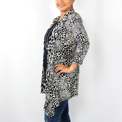 Abstract Leopard Print Cardigan