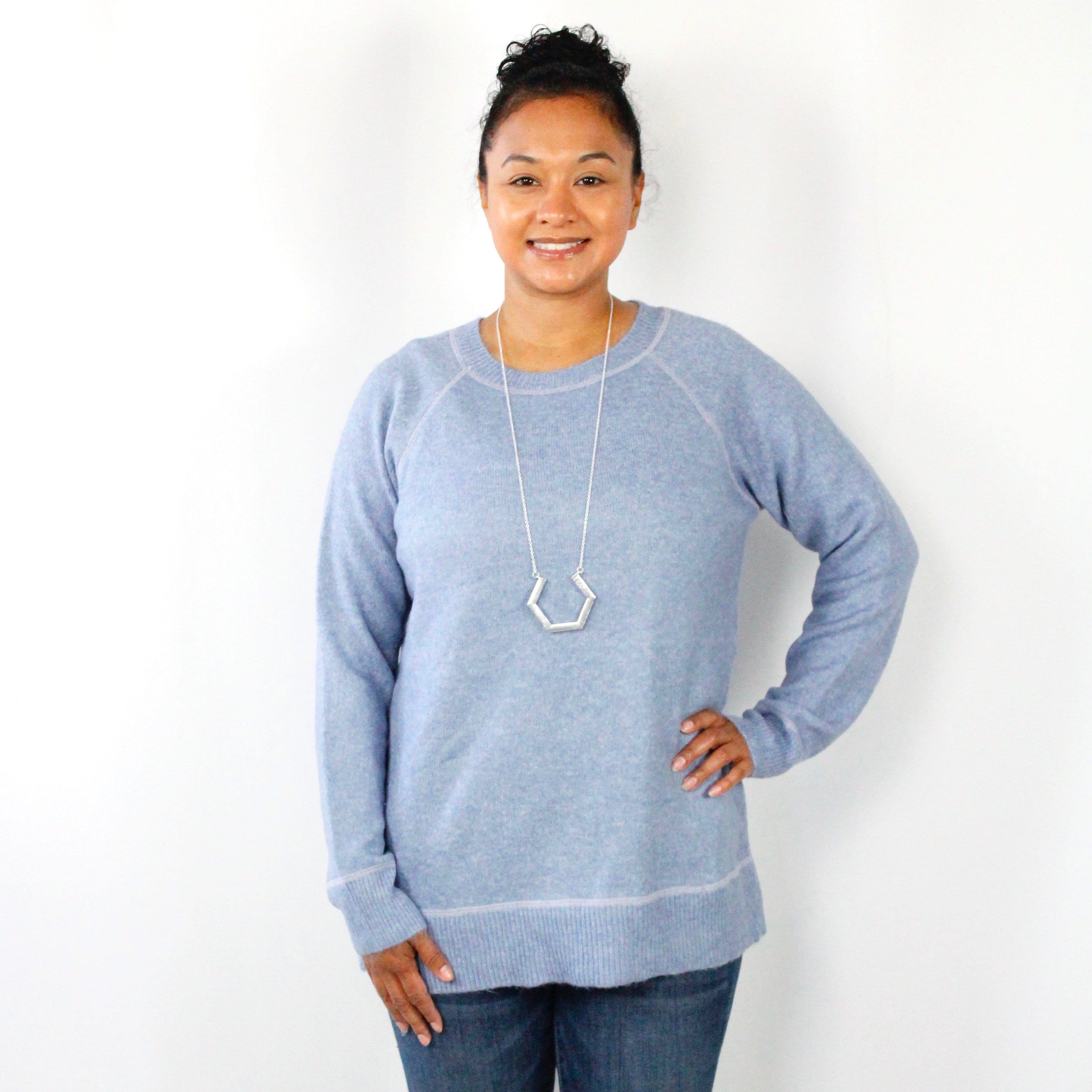 Denim Blue Crew Neck Sweater