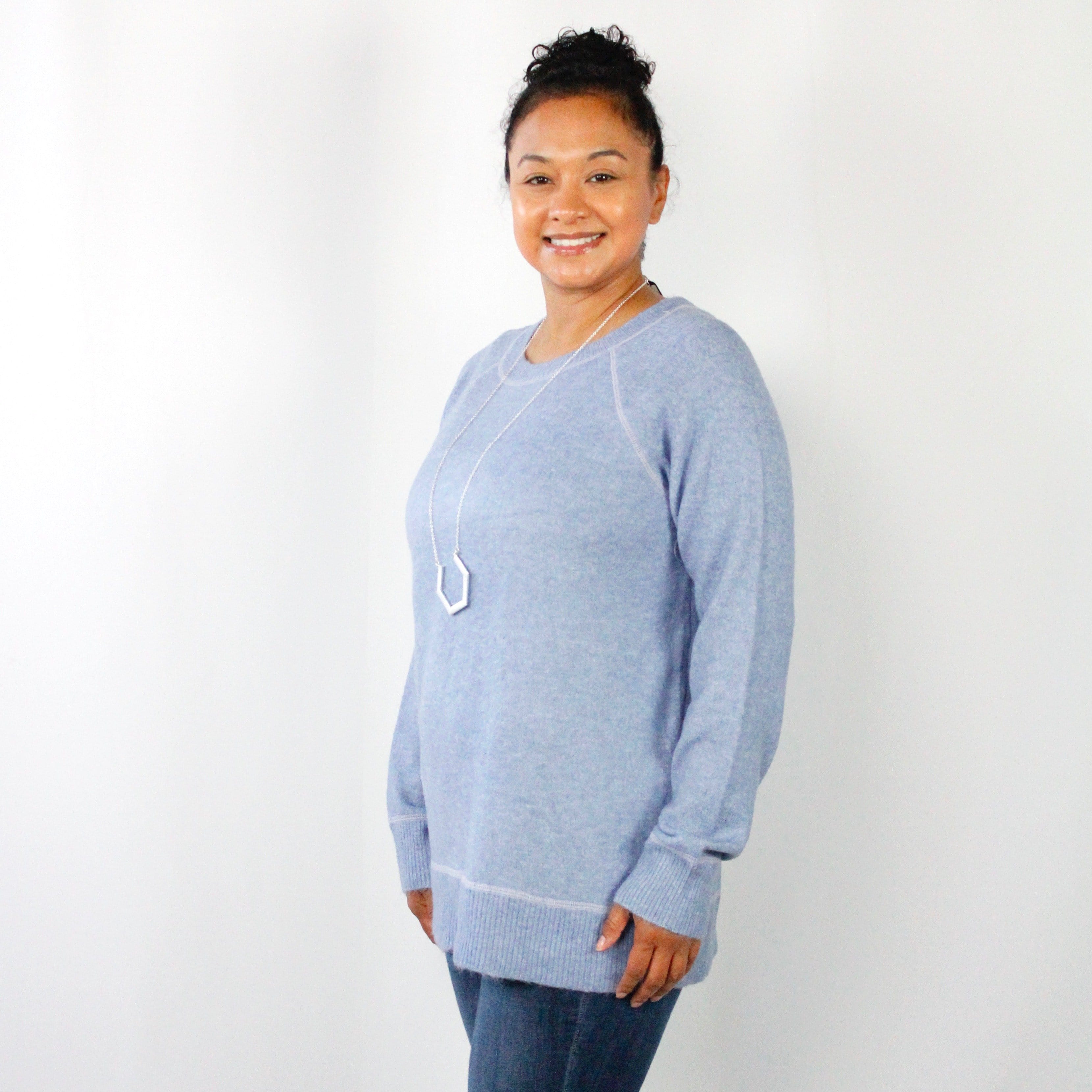 Denim Blue Crew Neck Sweater