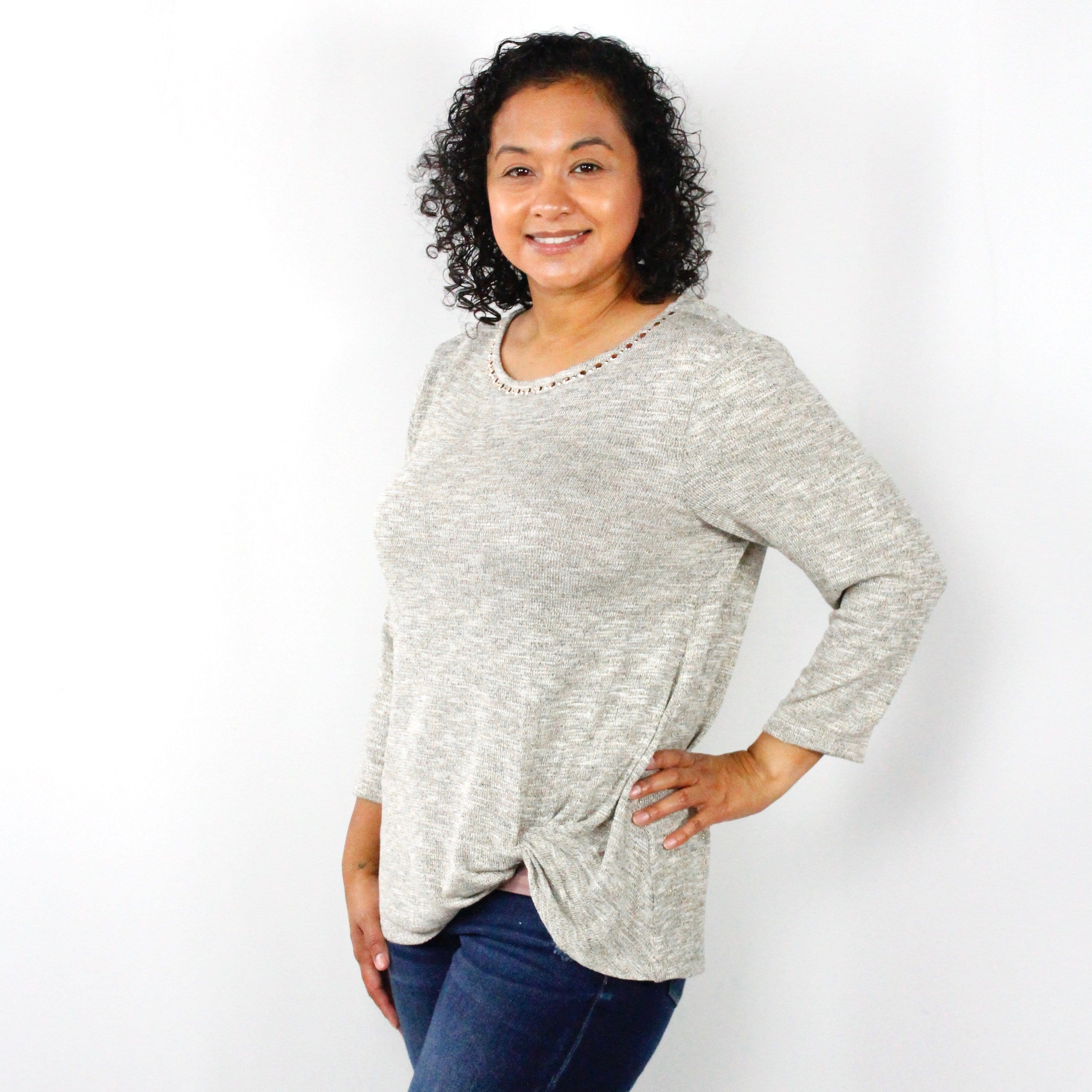 Rosegold Shimmer Knit Top