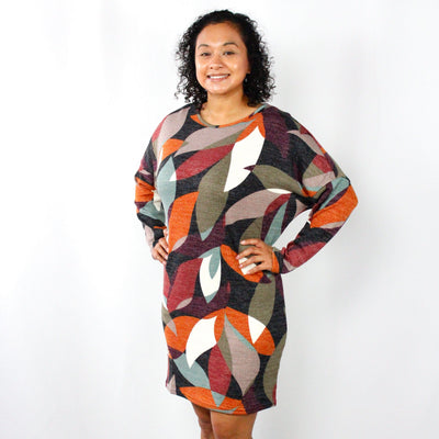 Rust Abstract Knit Dress