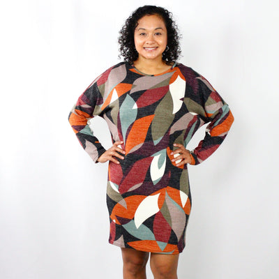 Rust Abstract Knit Dress