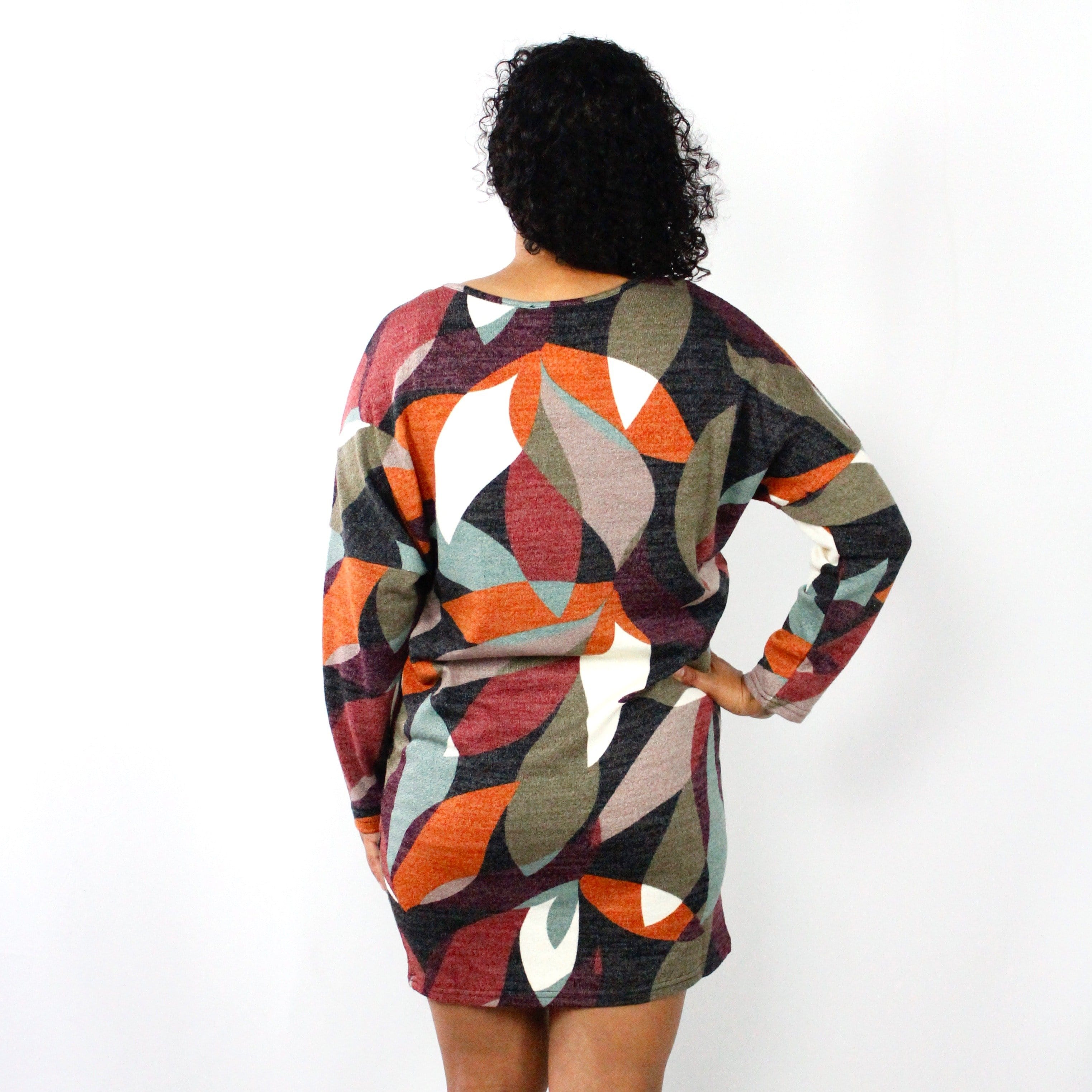 Rust Abstract Knit Dress