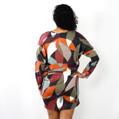 Rust Abstract Knit Dress