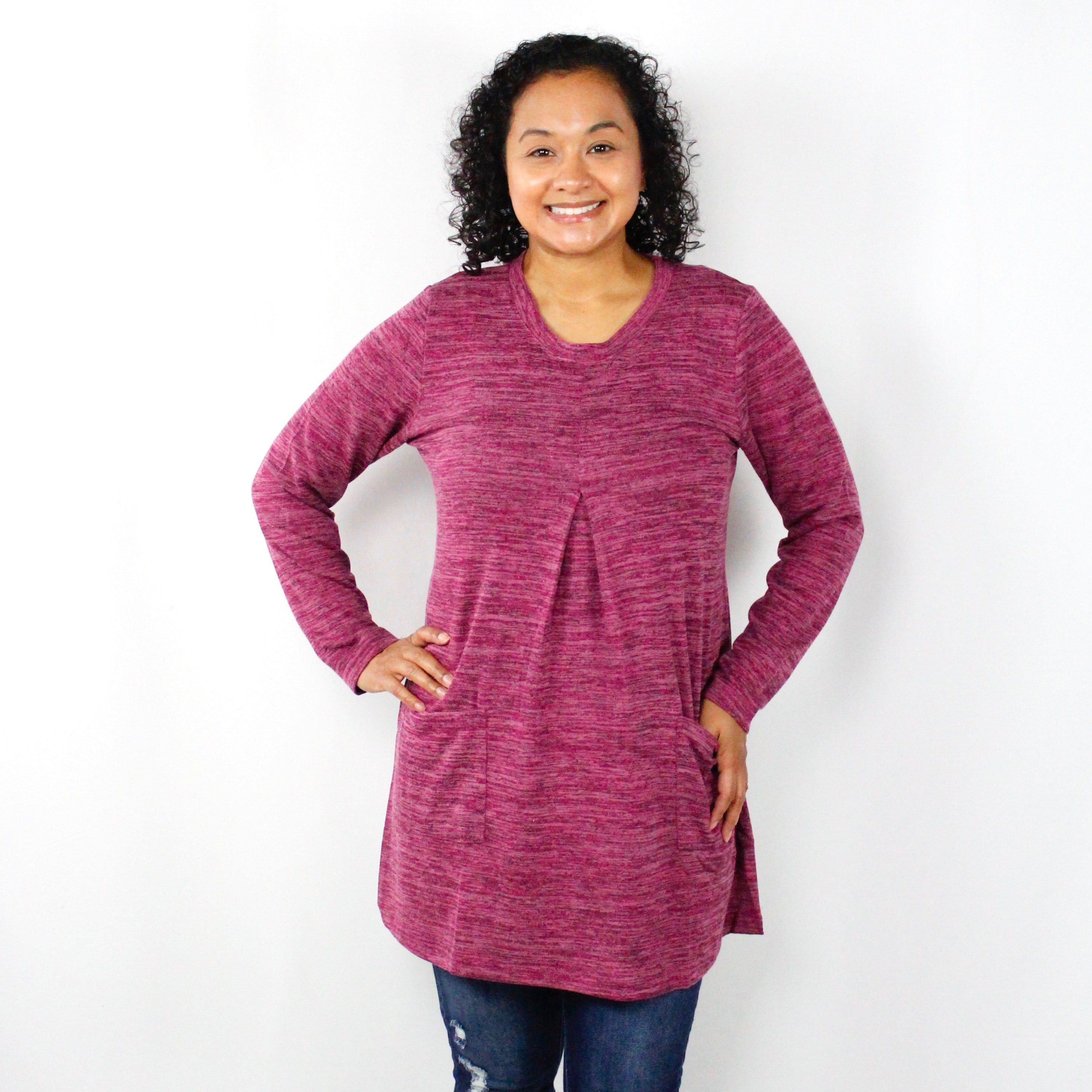 Pink Heathered Pocket Tunic