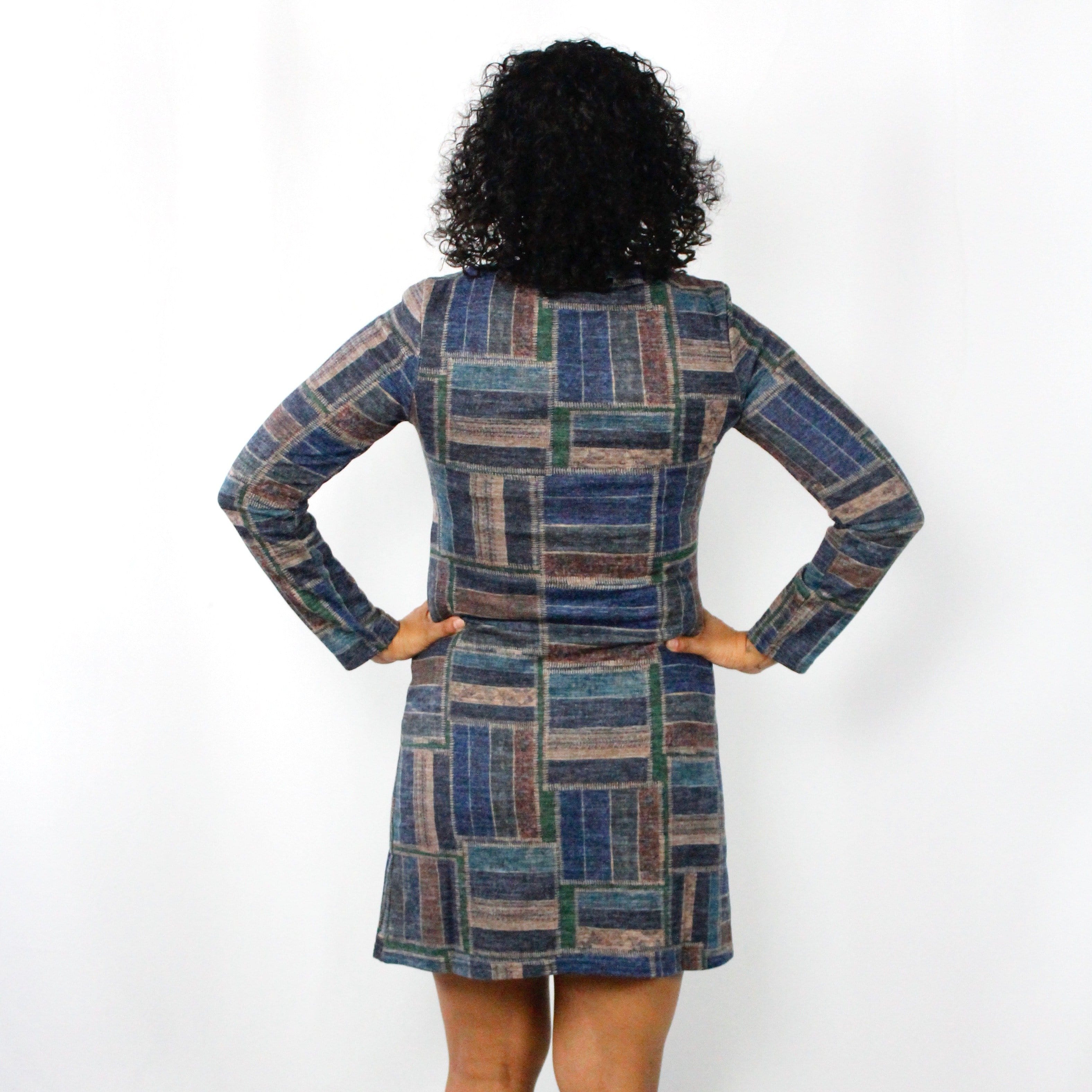 Whitney Blue Plaid Knit Dress
