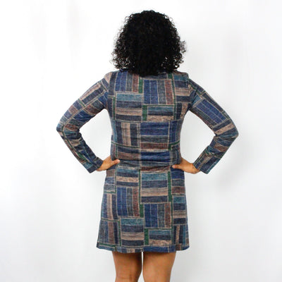 Whitney Blue Plaid Knit Dress