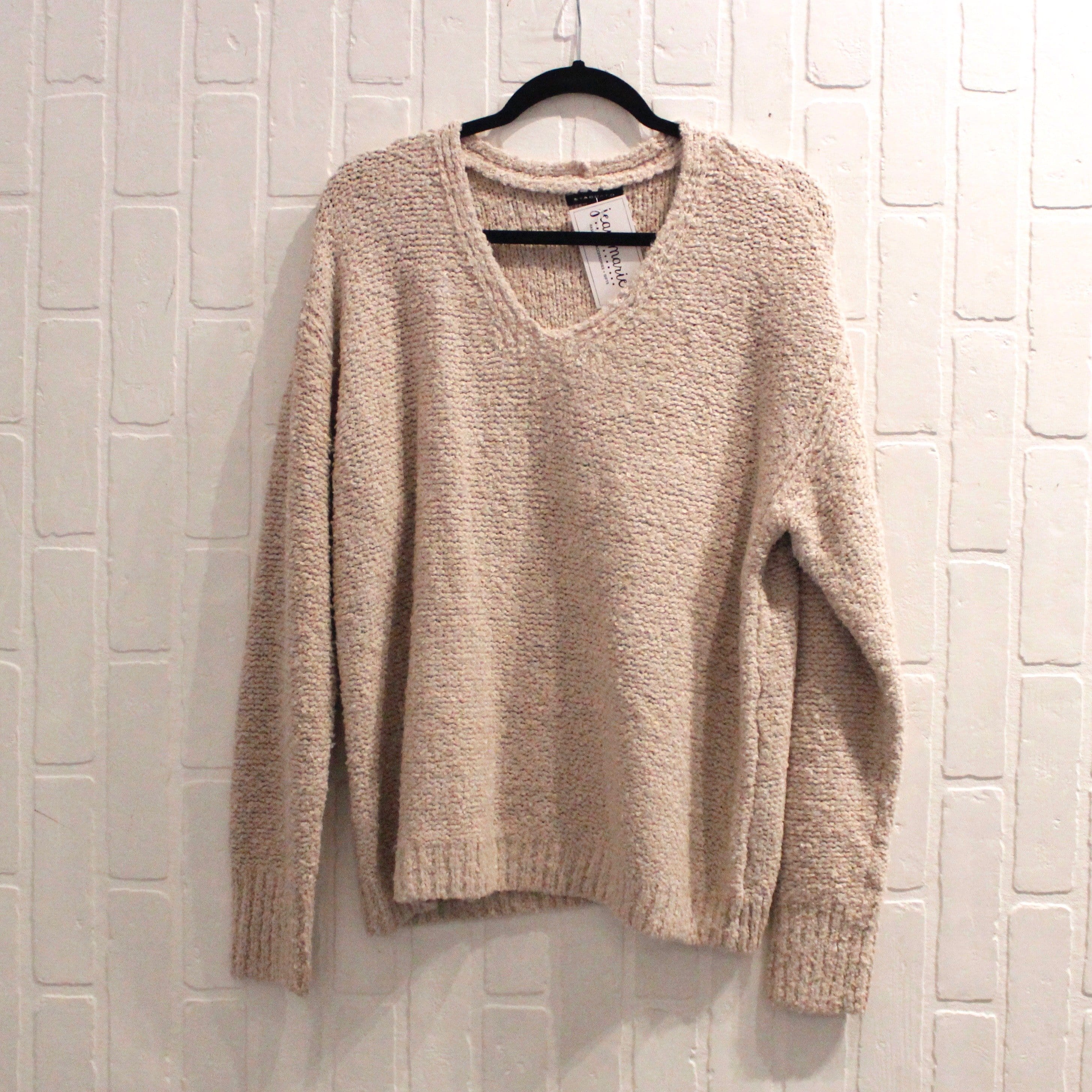 Oatmeal Texture Vneck Sweater