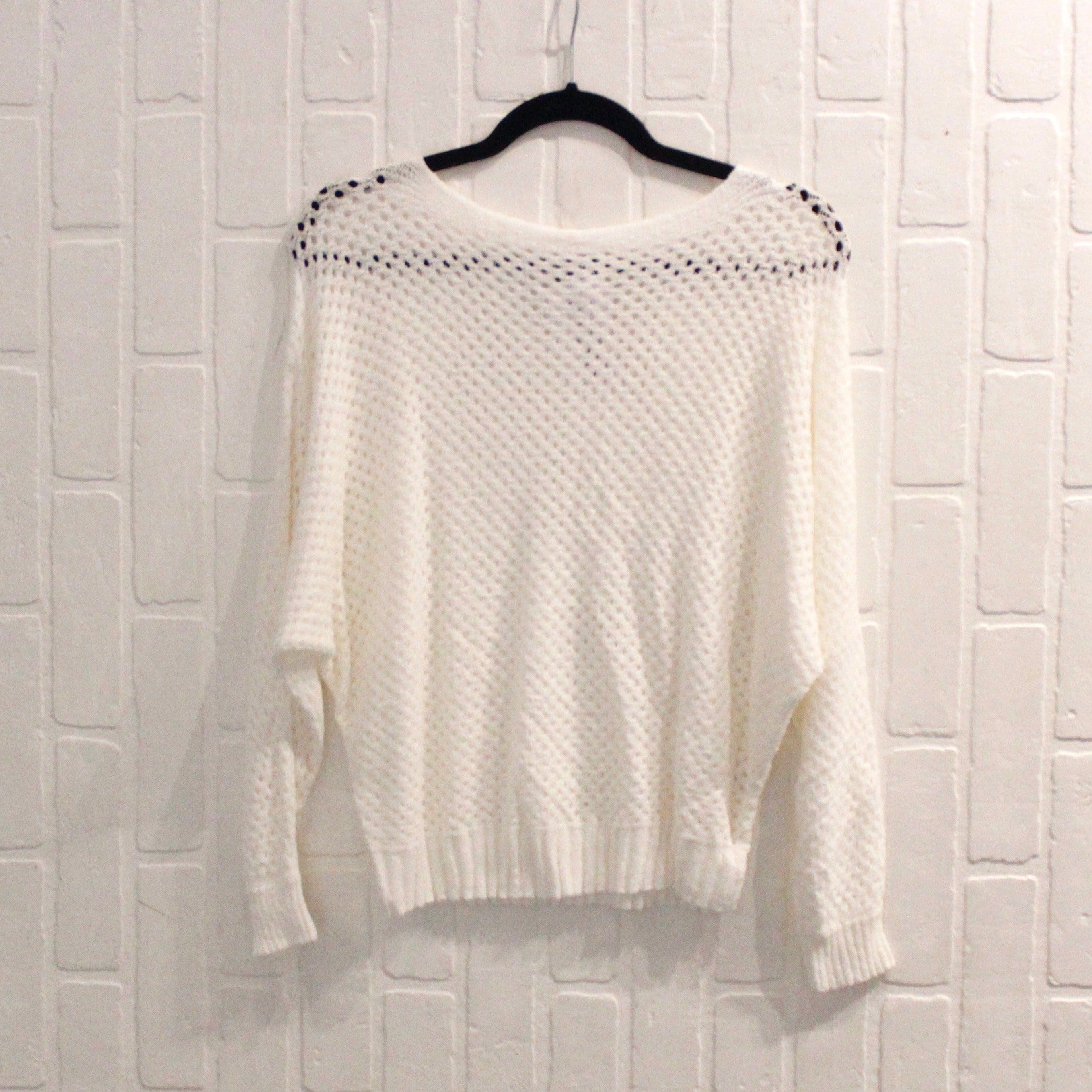 White Crochet Chenielle Sweater