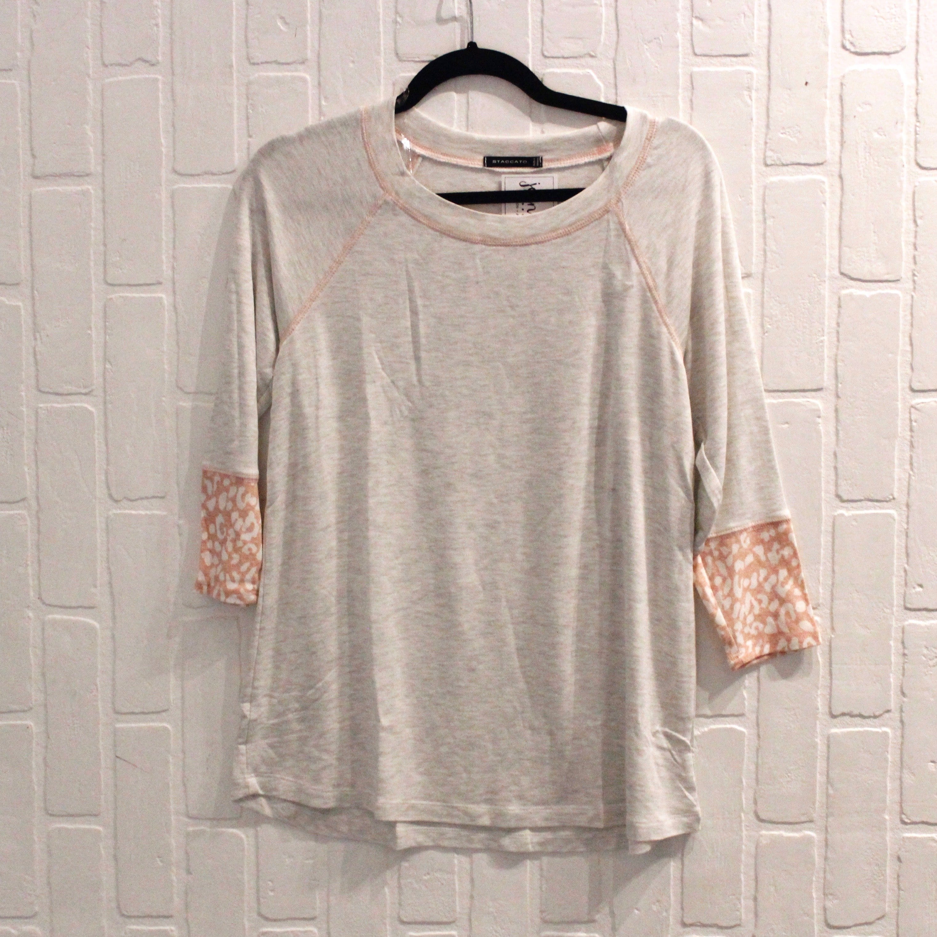 Light Grey Pink Detail Top