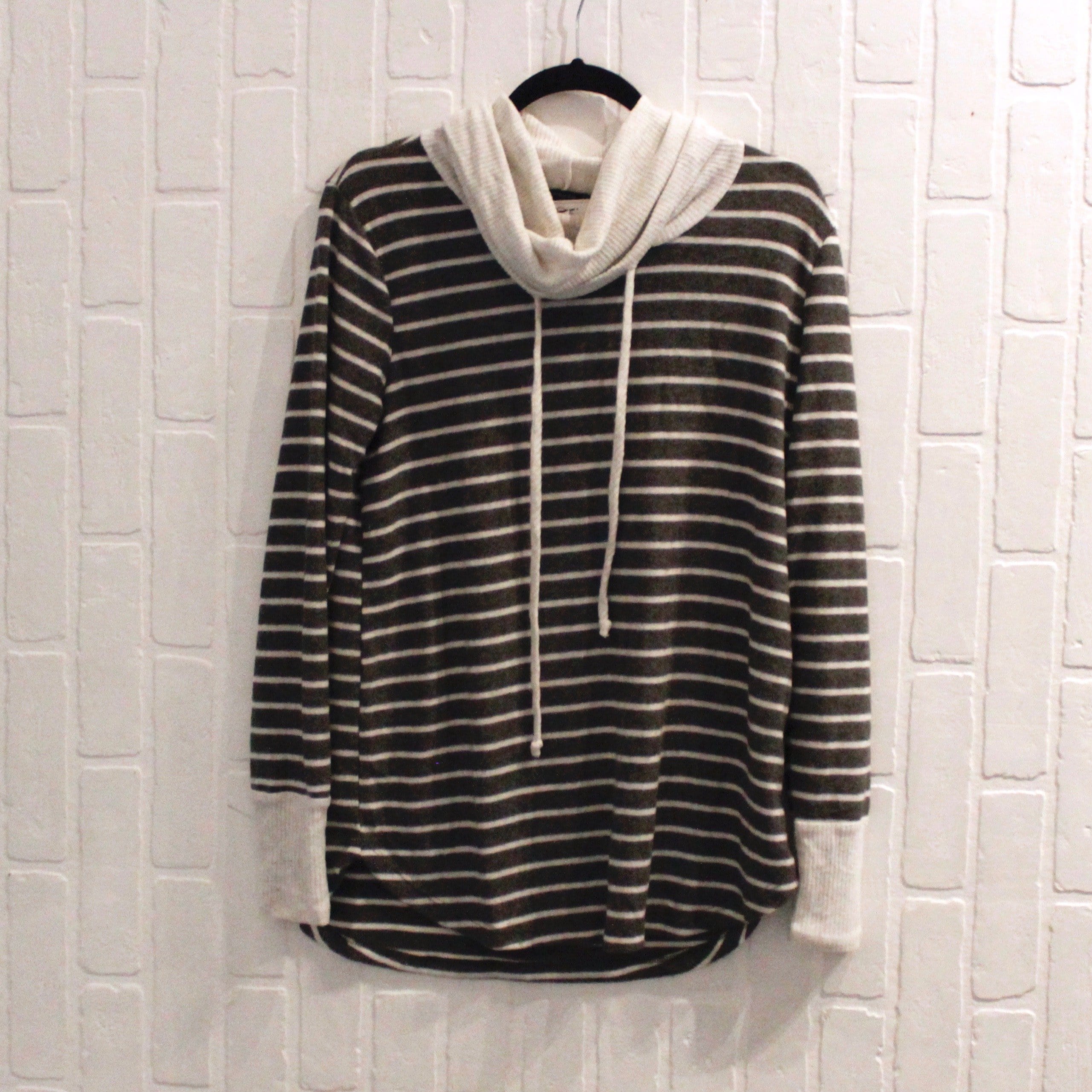 Soft Stripe Cowl Neck Pullover