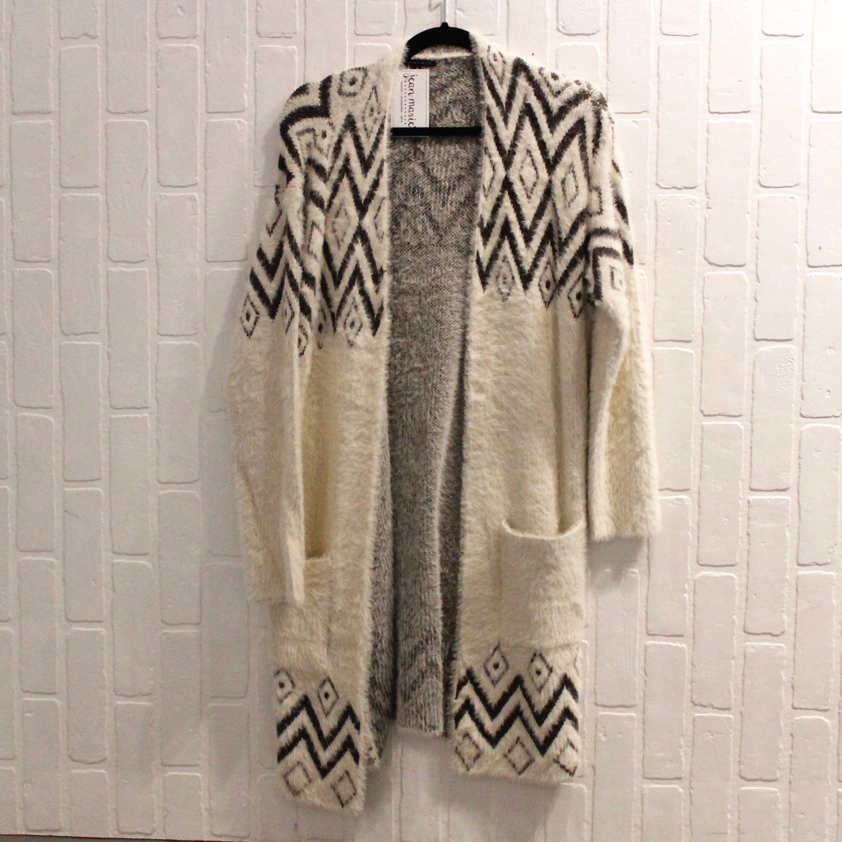 Ivory Charcoal Aztec Cardigan