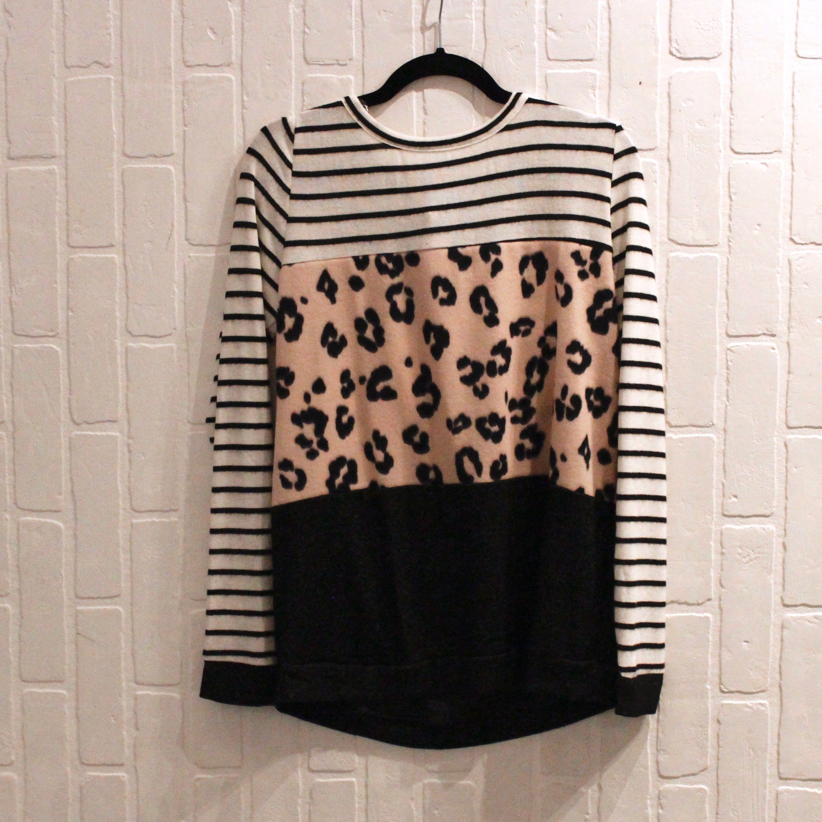 Brushed Pink Leopard Colorblock Top