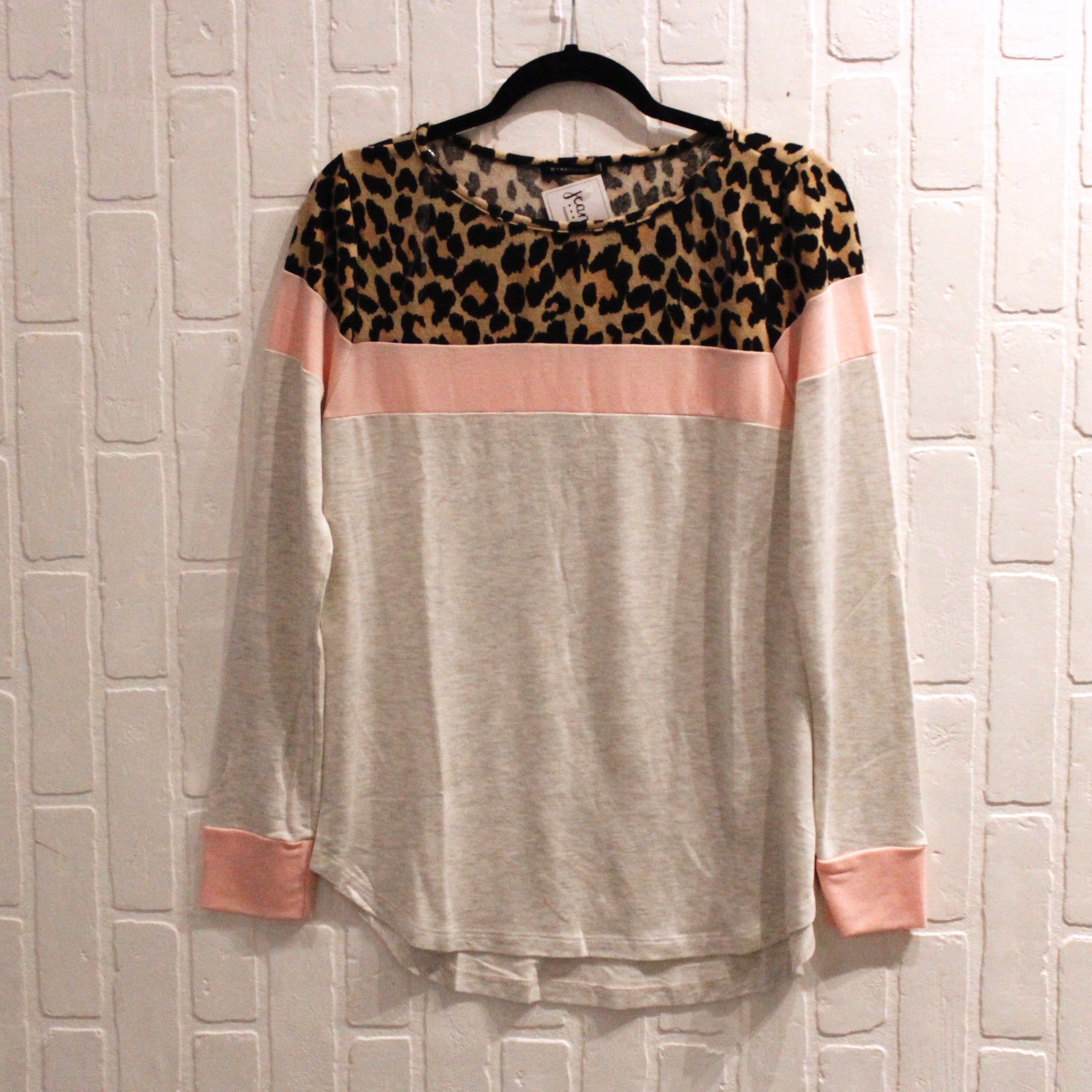 Grey Leopard Stripe Top