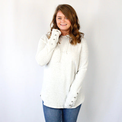 Leopard Brush Button Detail Hoodie