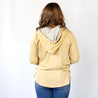 Leopard Brush Button Detail Hoodie