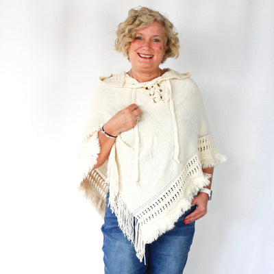 Fringe Lace-Up Poncho