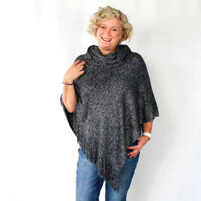 Metallic Turtleneck Poncho